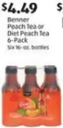 Aldi Benner Peach Tea or Diet Peach Tea offer