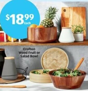 Aldi Crofton Wood Fruit or Salad Bowl offer
