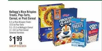 Haggen Food Kellogg's Rice Krispies Treats, Pop-tarts, Cereal, Or Post Cereal offer
