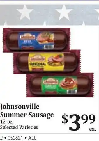 Rosauers Johnsonville Summer Sausage offer