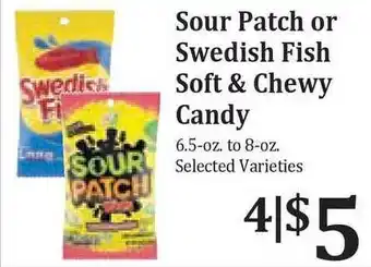 Rosauers Sour Patch Or Swedish Fish Soft & Chewy Candy offer