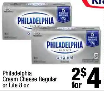Super King Markets Philadelphia Cream Cheese Regular Or Lite 8 Oz offer