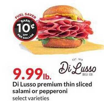 Hy-Vee Di Lusso Premium Thin Sliced Salami Or Pepperoni offer