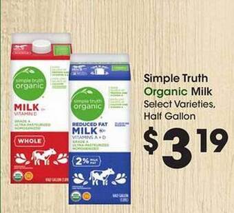 Kroger Simple Truth Organic Milk offer