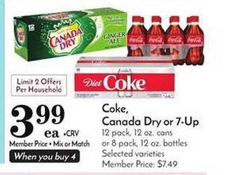 Pavilions Coke, Canada Dry Or 7-Up offer