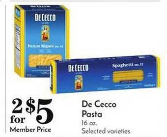 Pavilions De Cecco Pasta offer