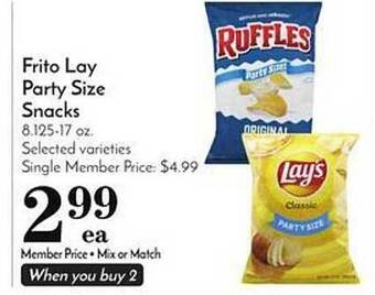 Pavilions Frito Lay Party Size Snacks offer