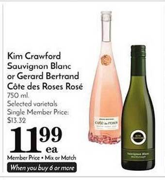 Pavilions Kim Crawford Sauvignon Blanc Or Gerard Bertrand Côte Des Roses Rosé offer