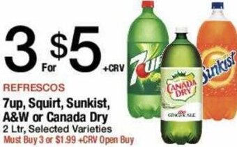 Jons International 7up, Squirt, Sunkist, A&W or Canada Dry 2 Ltr offer