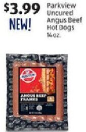 Aldi Parkview Uncured Angus Beef Hot Dogs 14 oz. offer