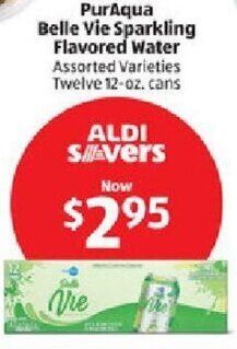 Aldi PurAqua Belle Vie Sparkling Flavored Water 12 oz. offer