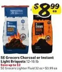 Winn Dixie SE Grocers Charcoal or Instant Light Briquets 12-16 lb offer