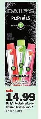 Meijer Daily's Poptails Alcohol Infused Freezer Pops offer