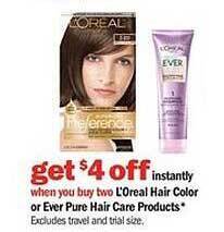 Meijer L'oréal Hair Color Or Ever Pure Hair Care Products offer