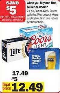 Meijer Bud, Miller Or Coors offer