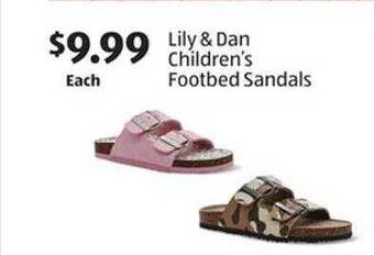Aldi Lily & Dan Children's Footbed Sandals offer