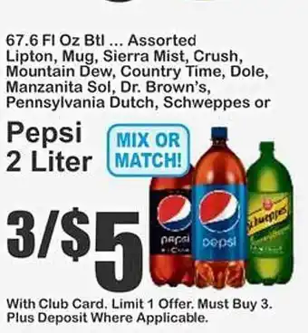 Key Food Lipton, Mug, Sierra Mist, Crush, Mountain Dew, Country Time, Dole, Manzanita Sol, Dr. Brown's, Pennsylvania Dutch, Schweppes offer