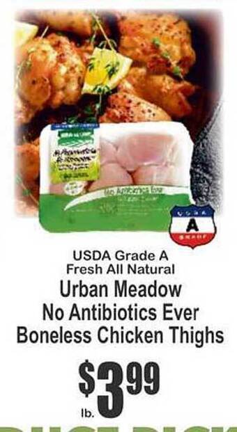 Key Food Urban Meadow No Antibiotics Ever Boneless Chicken Thighs offer