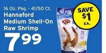 Hannaford Hannaford Medium Shell-on Raw Shrimp offer