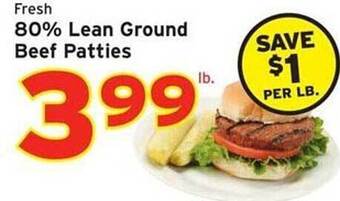Hannaford 80% Lean Ground Beef Patties offer