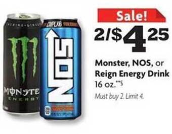 Family Dollar Monster, NOS Or Reign Energy Drink offer