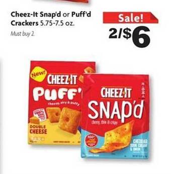 Family Dollar Cheez-It Snap'd Or Puff'd Crackers offer