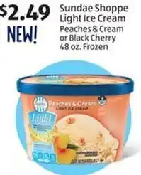 Aldi Light Ice Cream Peaches & Cream or Black Cherry 48 oz. offer