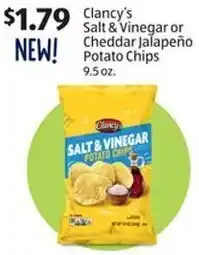 Aldi Clancy's Salt & Vinegar or Cheddar Jalapeño Potato Chips 9.5 oz. offer