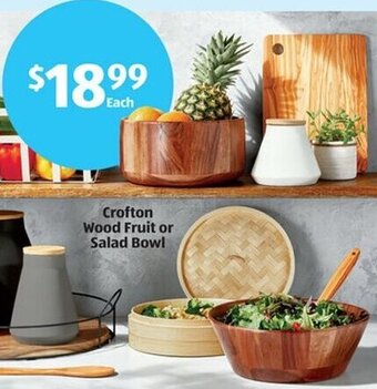Aldi Crofton Wood Fruit or Salad Bowl offer