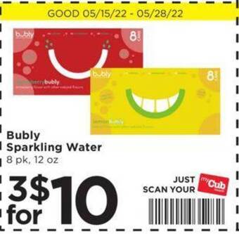 Cub Foods Bubly Sparkling Water offer