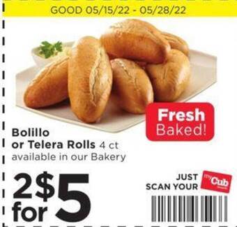 Cub Foods Bolillo Or Telera Rolls offer