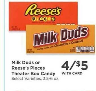 QFC Milk Duds Or Reese's Pieces Theater Box Candy offer