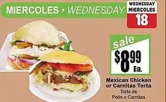Rancho Markets Mexican Chicken Or Carnitas Torta offer