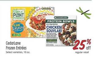 Sprouts Farmers Market CedarLane Frozen Entrées offer