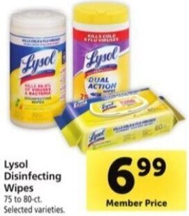 Safeway Lysol Disinfecting Wipes 75 to 80-ct offer