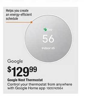 The Home Depot Google Nest Thermostat offer
