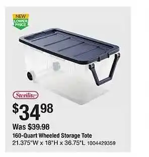 The Home Depot 160-quart Wheeled Storage Tote offer