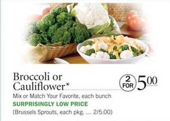 Publix Broccoli Or Cauliflower* offer