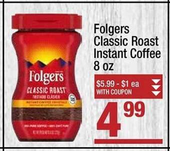 Super King Markets Folgers Classic Roast Instant Coffee offer