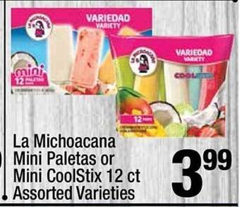 Super King Markets La Michoacana Mini Paletas Or Mini CoolStix 12 Ct offer