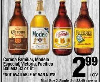Super King Markets Corona Familiar, Modelo Especial, Victoria, Pacifico Ballena offer