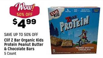 Grocery Outlet Clif Z Bar Organic Kids Protein Peanut Butter & Chocolate Bars offer