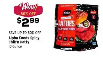 Grocery Outlet Alpha Foods Spicy Chik'n Patty offer