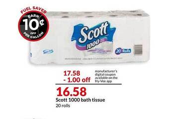 Hy-Vee Scott 1000 Bath Tissue offer
