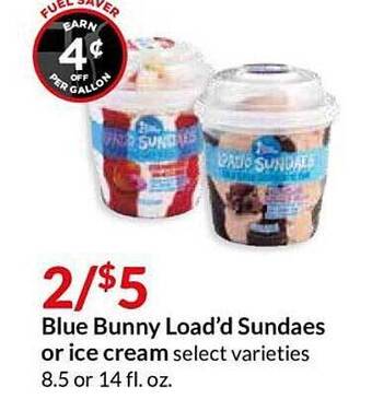 Hy-Vee Blue Bunny Load'd Sundaes offer
