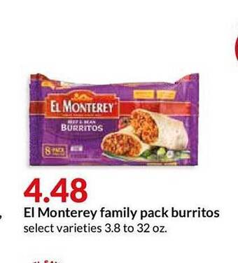 Hy-Vee El Monterey Family Pack Burritos offer