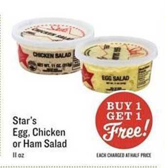 Lowes Foods Star's Egg, Chicken Or Ham Salad offer