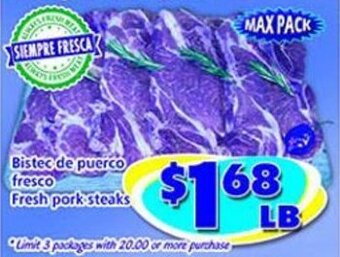 Savers Cost Plus Fresh Pork Steaks offer