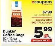 Weis Markets Dunkin' Coffee Bags offer