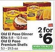 Weis Markets Old El Paso Dinner Kits, Old El Paso Premium Shells offer